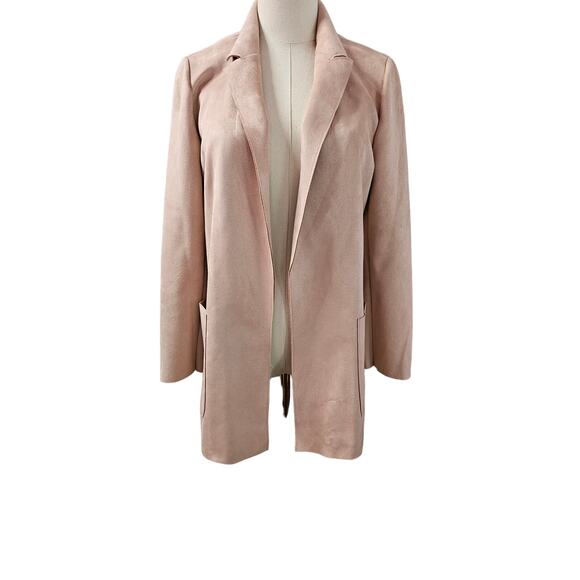 Charter‎ Club Classy Pale Pink Faux Suede Jacket Blazer Refined Suit Petite Med - Picture 1 of 4